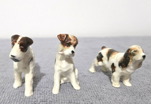 Lot of 3 Miniature Porcelain Dog Figurines Parson Japan - Jack Russell Terrier