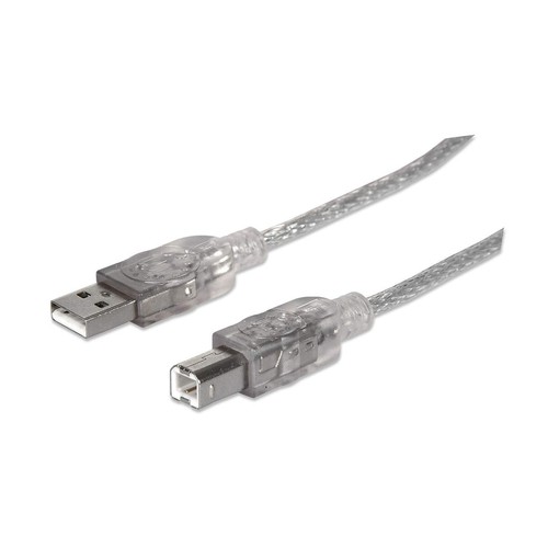 Manhattan Usb-A To Usb-B Cable 1.8M Male To Male Translucent Silver 480 Mbps Usb
