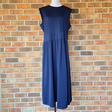 Navy Blue J. McLaughlin Dress Size XL Nandita Midi Sleeveless Stretch Pockets
