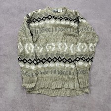 Vintage Knitted Jumper abstract patterned grandad knit sweater Men's M