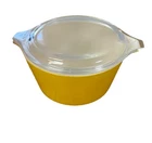 Vintage Pyrex Sunflower Gold 1 Qt. Casserole Dish With Clear Glass Lid
