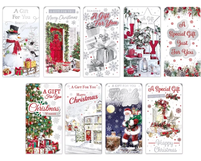 TIGER FEET 9 X Christmas Money Wallets With Envelopes Traditional Design Cash Voucher Gift