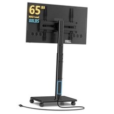 Mobile TV Stand with Power Outlets, Floor Portable TV With Power Outlet Black