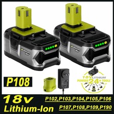 6.0AH Battery/Charger For RYOBI 18Volt P108 P105 High Capacity Lithium