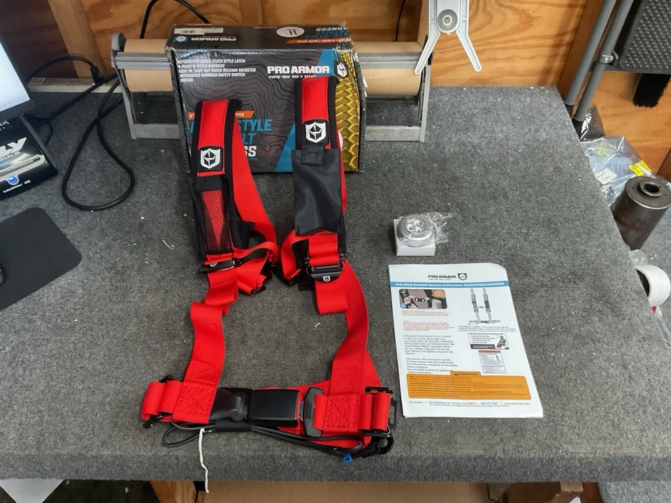 Pro Armor Harness Drivers Side Red 2" 4 Point Auto Style Harness Red A16UH348RD - Image 2 of 4