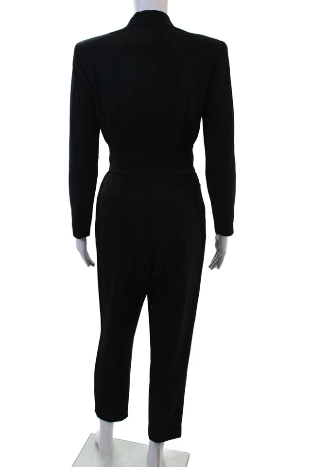 ALC Women Black V-Neck Long Sleeve Jumpsuit Size 4 - Image 3 of 4