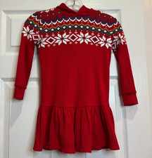 Polo Ralph Lauren Girls Fair Isle Dress Waffle Weave Drop Waist Pullover Size 5