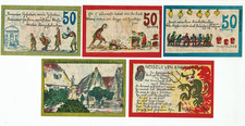 SET OF 5 GERMANY NOTGELD 50 PFENNIG 1 MARK ENNIGERLOH 1921 UNC