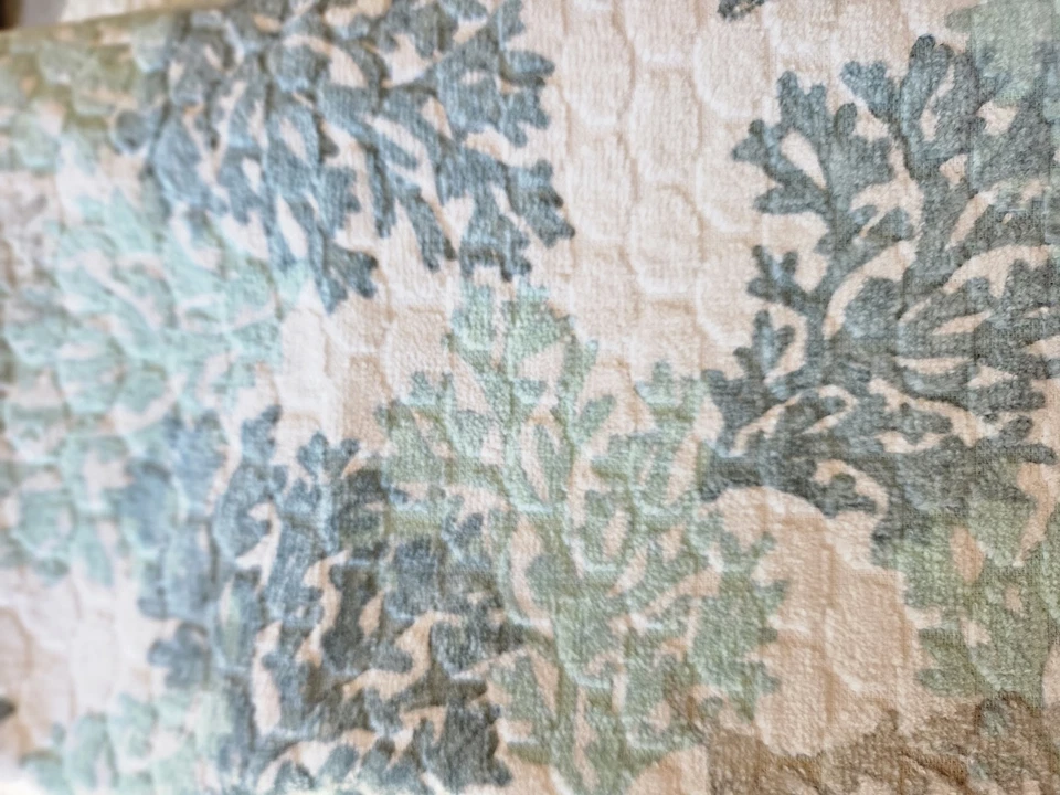 Juego de 2 toallas de coral azul náutico para baño color verde azulado costero beige coral Foto 2 de 4