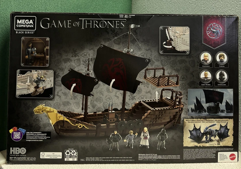 1pcs Mega Construx Black Series Game of Thrones Targaryen Warship GPB29 Toy - Image 2 of 4