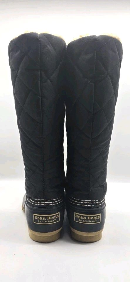 L.L. Bean Bean загрузки женщин 8 черный выстеганный шерпа с подкладкой зимние туфли утка - Изображение 4 из 4