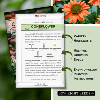 Mixed Color Coneflower Echinacea Seeds for Planting - Non-Gmo Heirloom  Ideal f | eBay