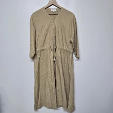 Niko And ... Womens Button Down Linen Midi Dress Sz 3 Japanese Clothier Minimali