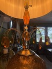 Rare 1970s MCM EF&EF Industries Waterfall Amber 3 Way Table Lamps-org. Shades- — photo 8