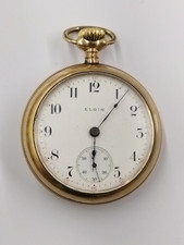 Antique Elgin 7j 18s Model 5 Grade 288 14K Yellow Gold Fill Pocket Watch Running
