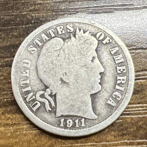 1911 BARBER DIME - Actual Coin Good Readable Date & Mint