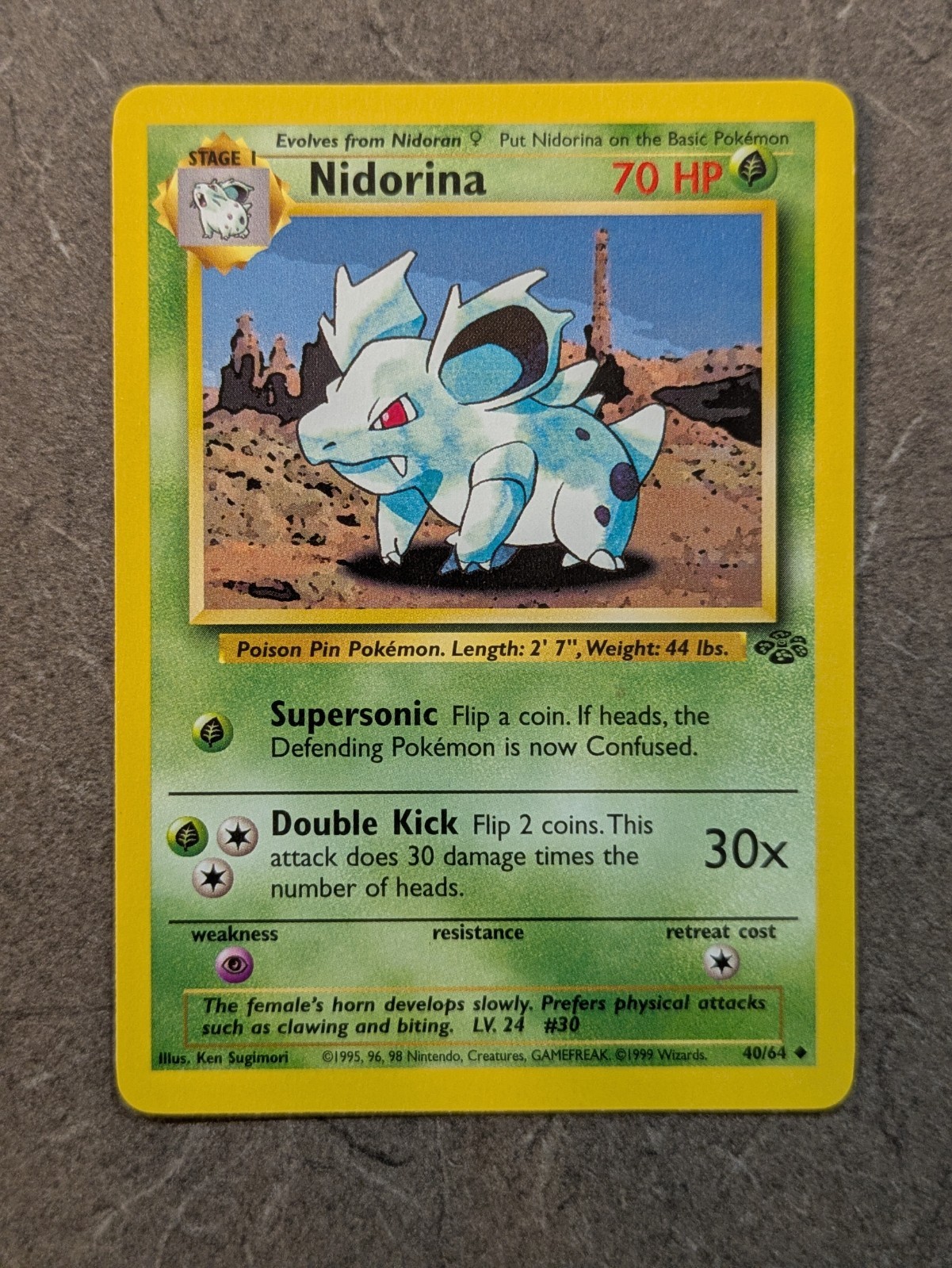 Pokemon Card 1999 NIDORINA Uncommon 40/64 Original Jungle Set Vintage NM