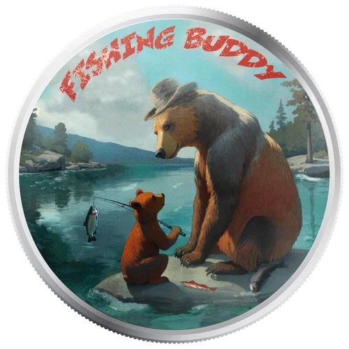 1 oz Silver Round Father's Day Fishing Buddy .999 Silver w/ Color Artwork