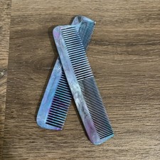Vtg Goody Set 2 Wide  Fine Tooth Unbreakable Combs 5  Purple Swirl Retro USA