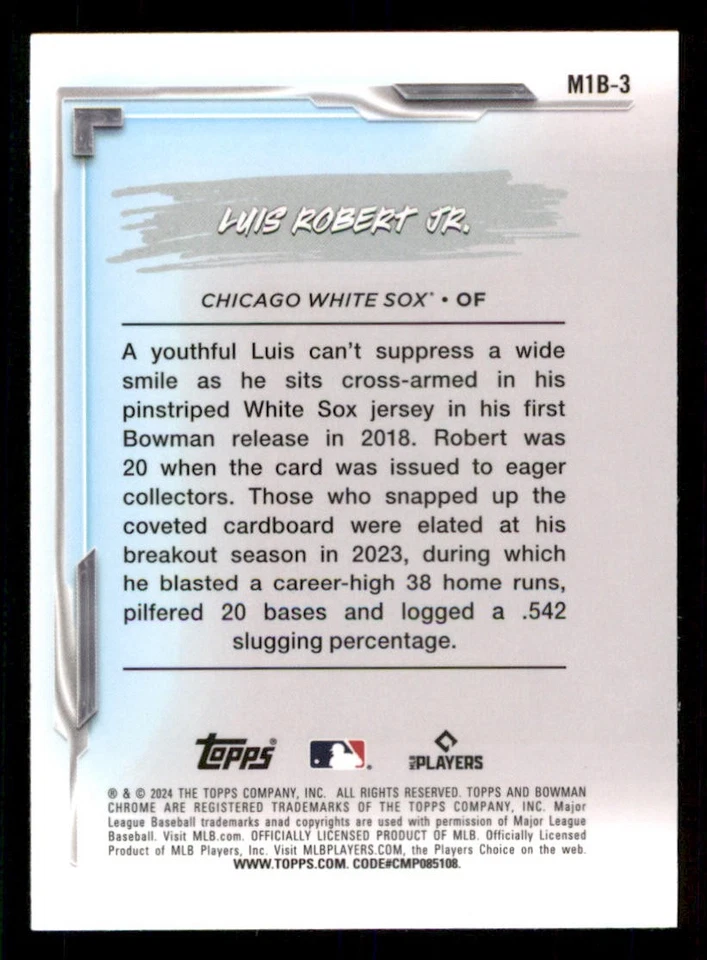 2024 Bowman Chrome My 1st Bowman #M1B3 Luis Robert Jr. - Image 2 of 2