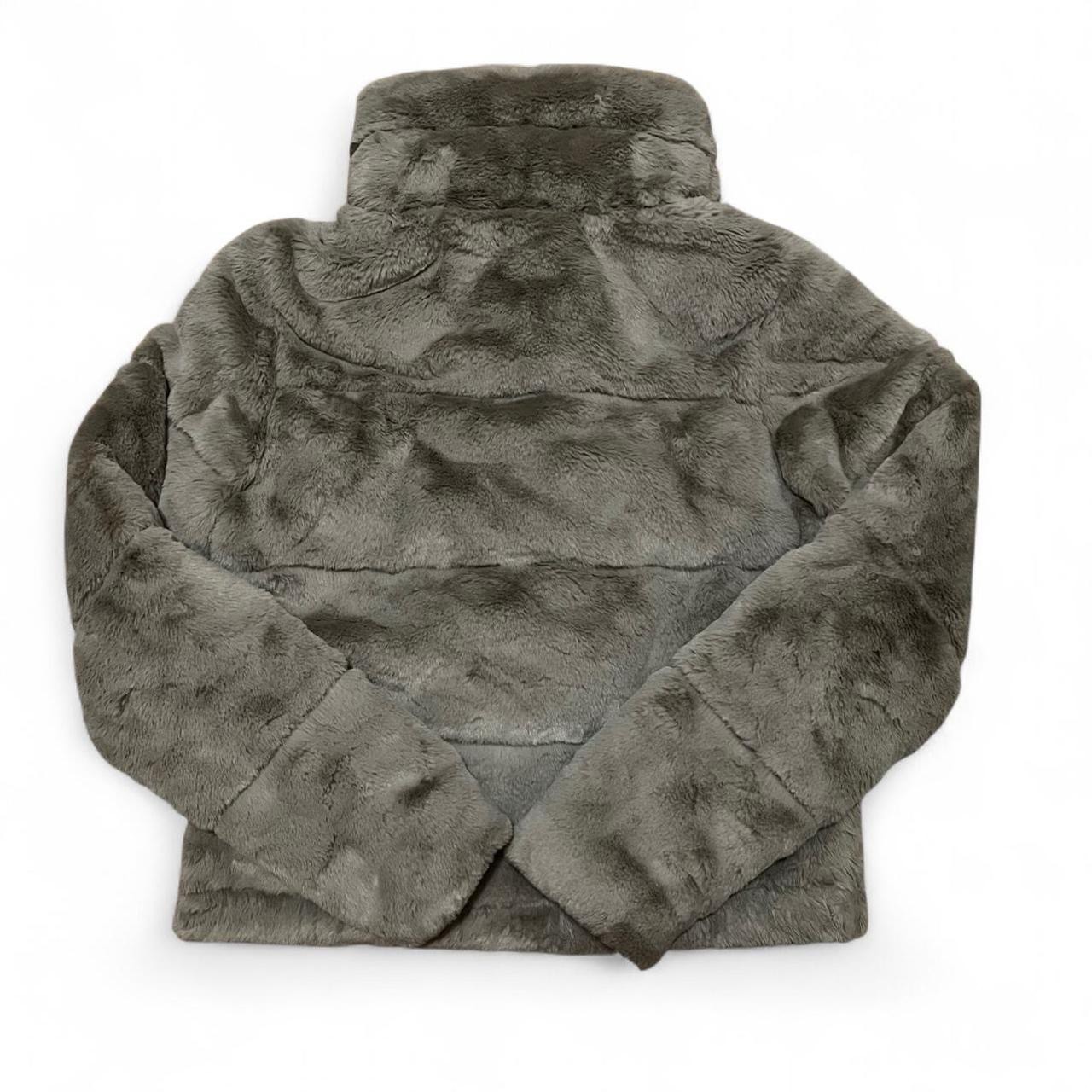 Abercrombie & Fitch Mini Puffer Faux Fur Jacket Size Small Taupe Beige Cute