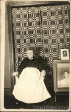 Women Woman Posing With Portraits Original Vintage Real Photo Postcard RPPC