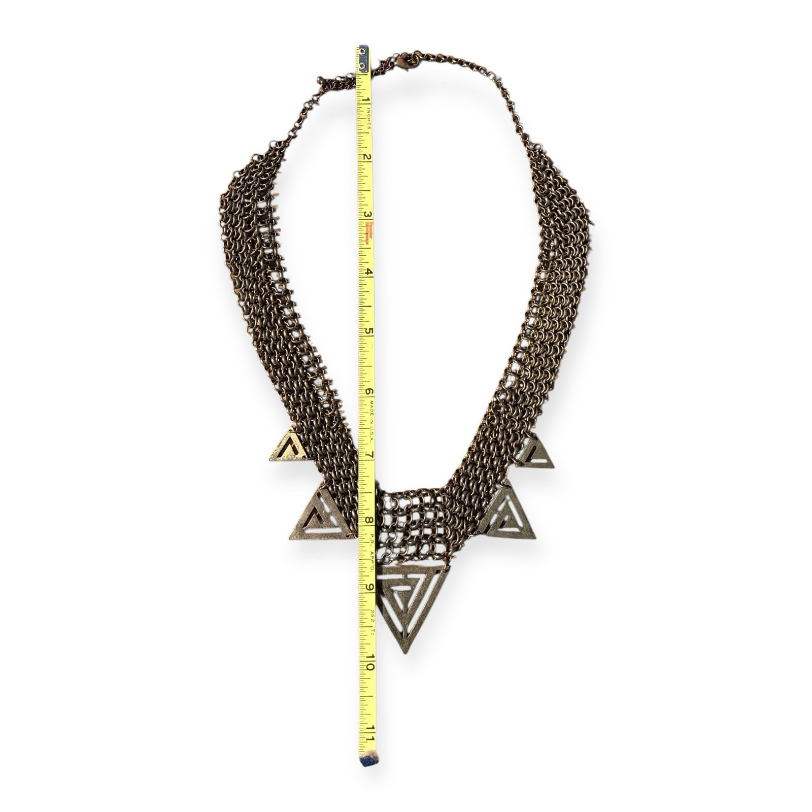 Tribal Geometric Triangle Statement Necklace Gunm… - image 3