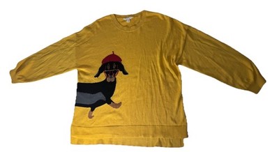 Dog Sweater Womens Sz XXL 2XL Two Sided Novelty Crewneck Weiner Dog Dachshund