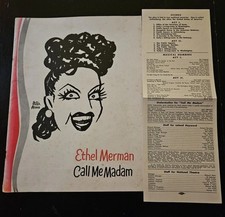 Vintage 1950 Call Me Madam Program &amp; Playbill Ethel Merman National Theatre