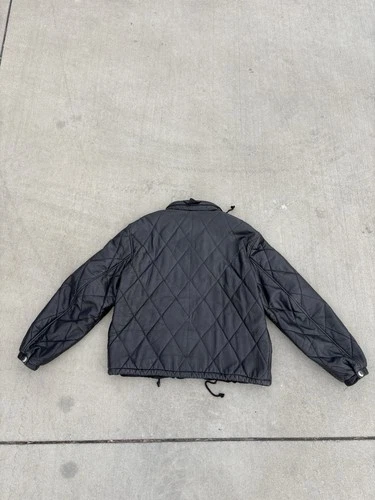 Versace Classic V2 Men's Black Quilted Leather Bomber Jacket Stand-Up Collar image 2
