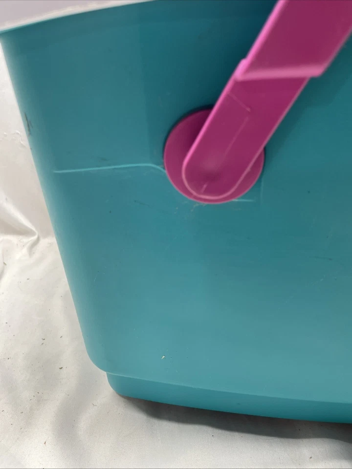 Bolso de Colección Años 90 Rubbermaid Divertido Picnic Cesta Asas de Plástico 1422 Verde Azulado Violeta Blanco Foto 3 de 4