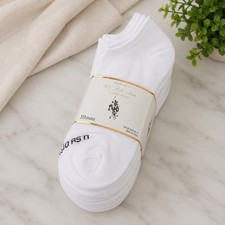 U.S. Polo Assn 10 Pair Low Cut Athletic Socks White Moisture Control NWT