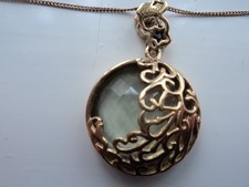 BEAUTIFUL GOLD PLATED SILVER FILIGREE SMOKEY QUARTZ PENDANT NECKLACE BNIB