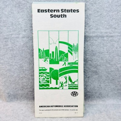 EASTERN STATES SOUTH AAA Road Map Vintage 1980 Ephemera