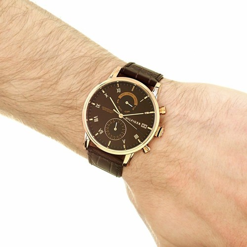 NEW TOMMY HILFIGER KANE TH 1710400 ROSE GOLD/BROWN/LEATHER MENS QUARTZ WATCH - Picture 6 of 8