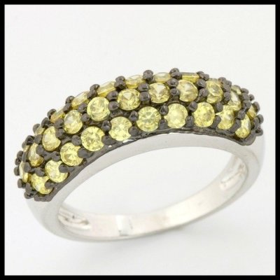 0.77ctw Created Yellow Sapphire (30 pave-set stones) Ring (6) in 925 Sterling