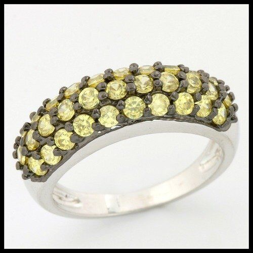 0.77ctw Created Yellow Sapphire (30 pave-set stones) Ring (6) in 925 Sterling - Picture 1 of 7