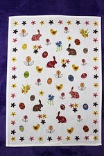Geschirrtuch Küchen-Trockentuch "Häschen" Ostern Hasen Punkte Eier Halbleinen