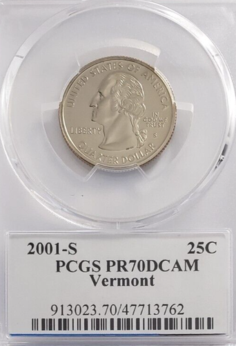 2001-S State Label Quarter - Vermont - PCGS PR70DCAM - Nice Top Grade Coin! 3762 - Picture 4 of 6