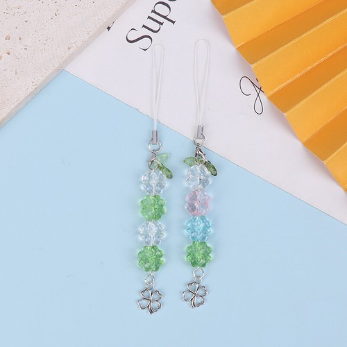 Y2K Trendy Beaded Phone Lanyard Lucky Four Leaf Clover Phone Chain Keychain - 第 1/14 張圖片
