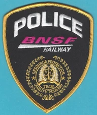 BNSF BURLINGTON NORTHERN SANTA FE RAILWAY POLICE PATCH PINK