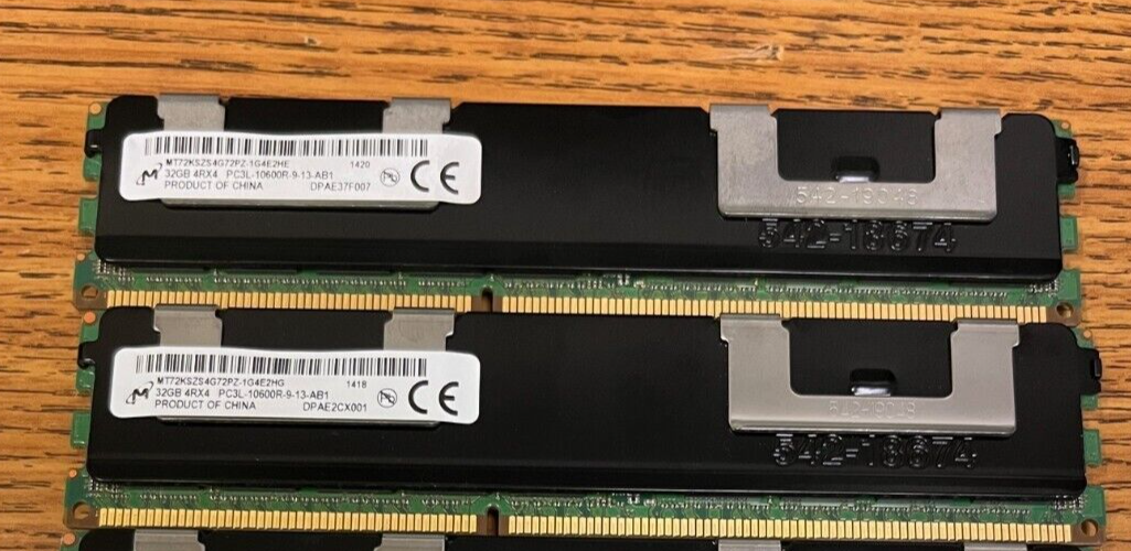 Kit RAM Micron 64GB (2x32GB) DDR3 PC3-10600R - Module Serveur 4Rx4 Occasion Testé