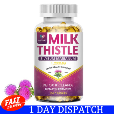 Organic Vitamin Milk Thistle Extract 120 Capsules Extra Strength Liver Cleanse