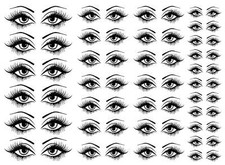 Eyes 62 pcs 1/2" to 1" Black Fused Glass Decals