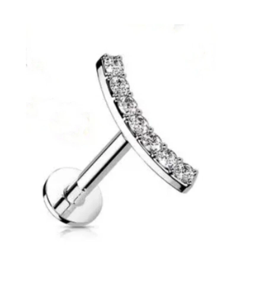 Orecchino piercing in acciaio da orecchio per lobo trago elice con zirconi - Immagine 3 di 4