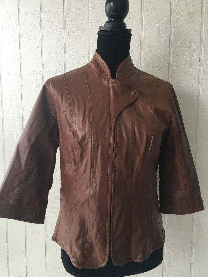 CHAQUETA DE CUERO NAPA SUAVE AUSTRALIANA NATURAL EMU NUEVA CON ETIQUETAS Talla L Foto 2 de 4