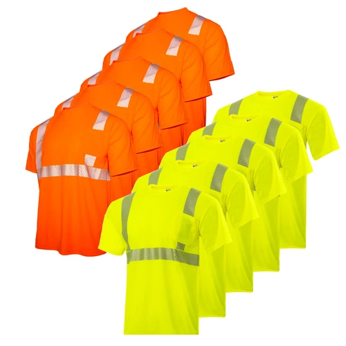 5 Pack Hi Vis Short Sleeve Safety Work Shirts ANSI Reflective JORESTECH - product listing photo