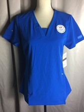 Dickies Womens Scrub Top Size Small S Blue Short Sleeve 4 Way Stretch