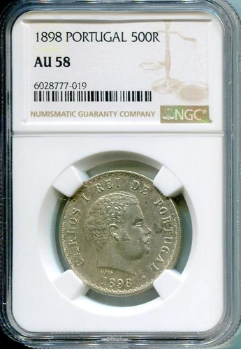 PORTUGAL 1898 500 REIS NGC AU58