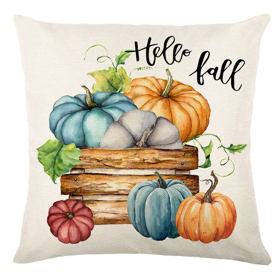 Fall Thanksgiving Pillow Covers 18x18 Set of 4 Autumn Pumpkin Throw Pillowcase - Image 3 of 4